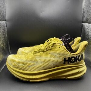 Hoka One One Clifton 9 Mens Green Running Shoes Sneaker Size 11B NO INSOLES